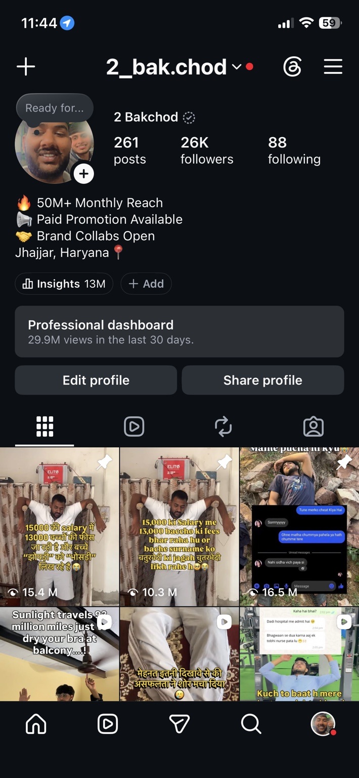 2 Bakchod Instagram profile